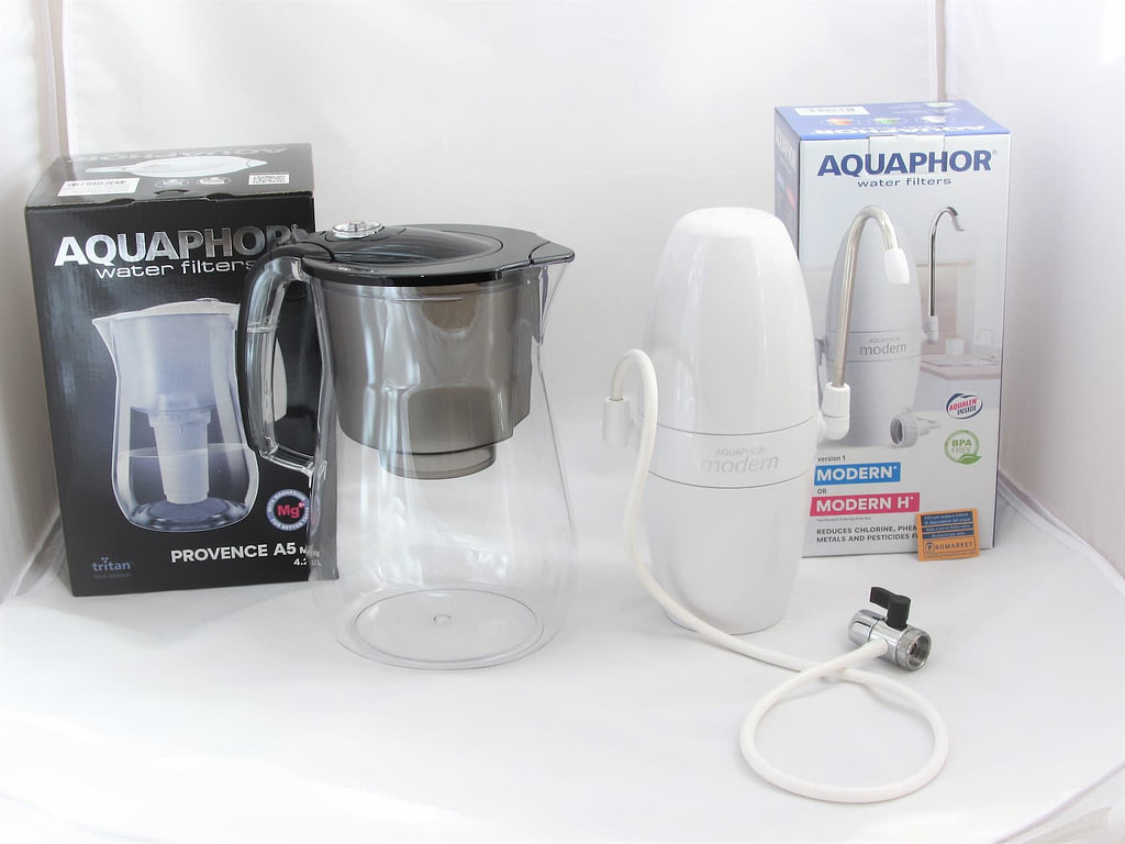 Water filtering pitcher Aquaphor Provence and tap water filter Aquaphor Modern